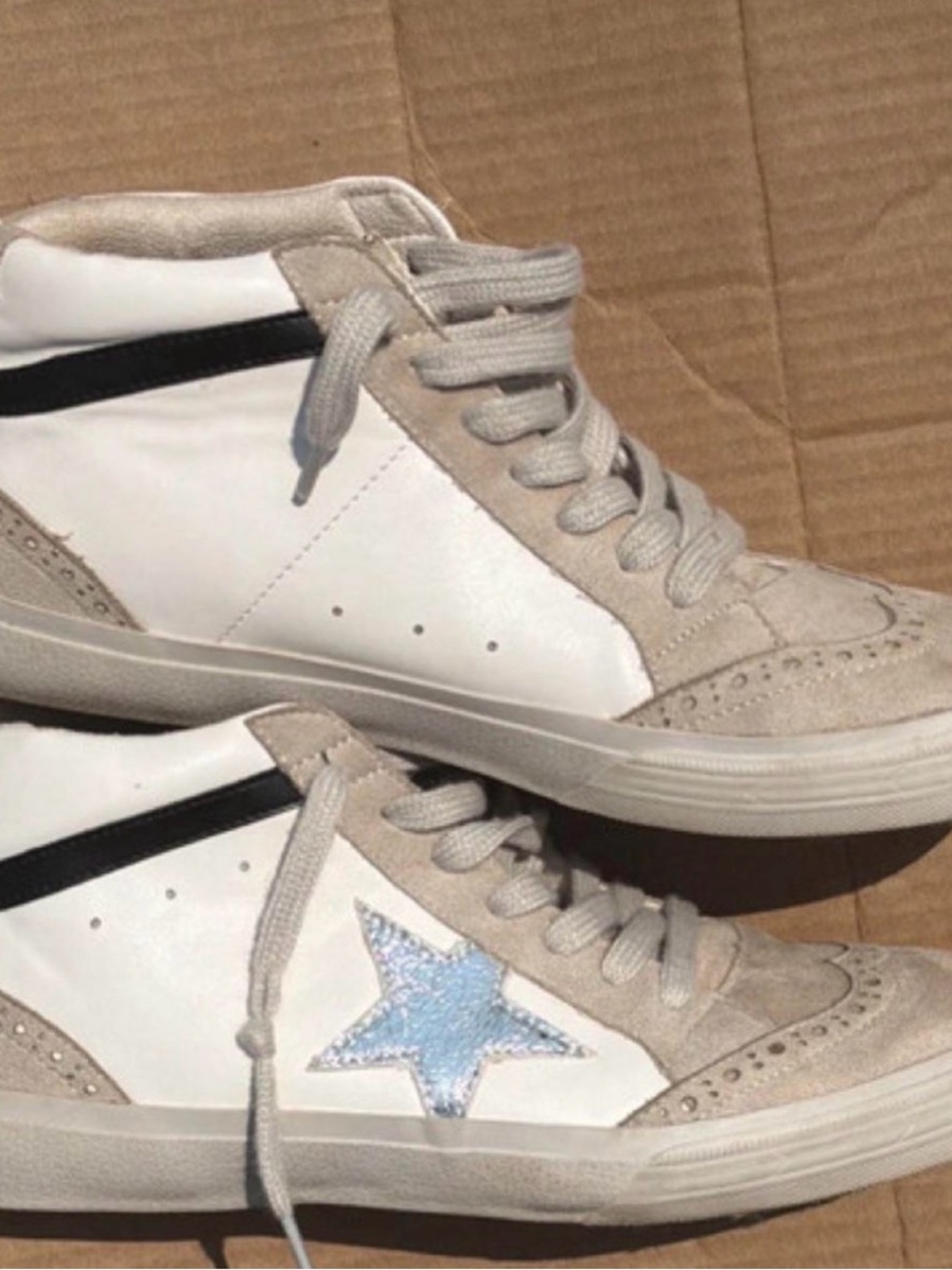 SHU SHOP Paulina Star High Top Sneakers Women’s 8.5 White Tan Black